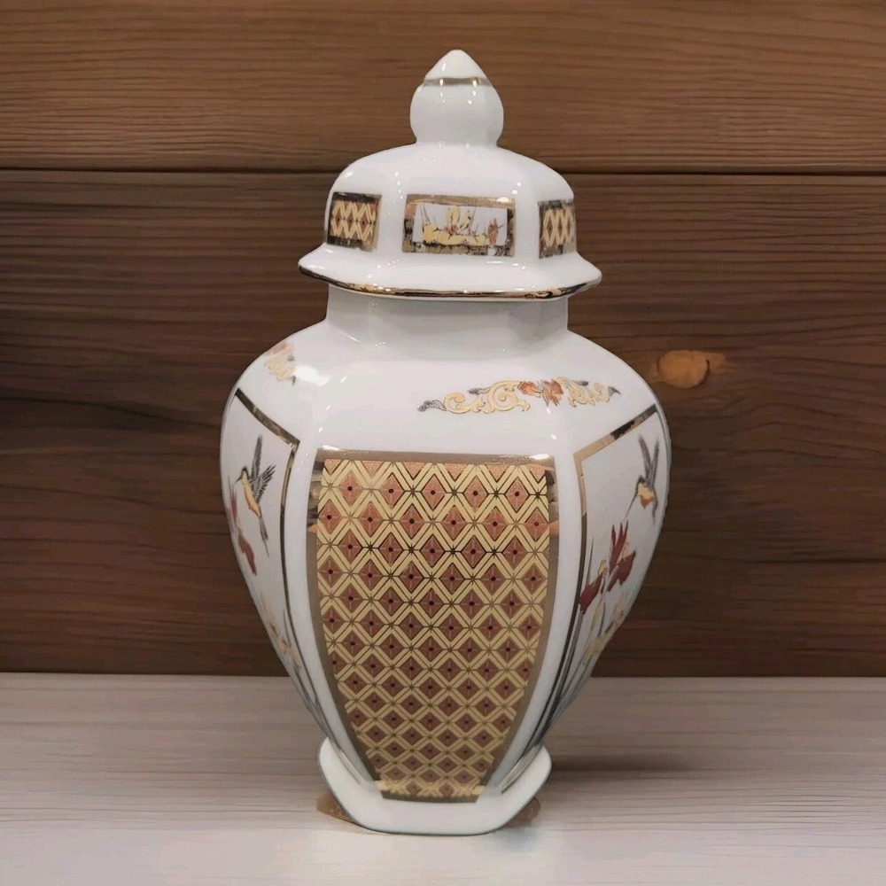 Artmark Golden Chokin Art Hummingbird Vase Vintage 1987 Japan